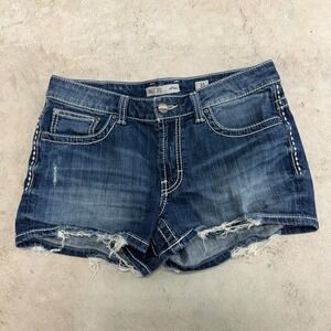 BKE Denim Payton Bootcut Jeans Womens Size 31 Blue Distressed Raw Hem